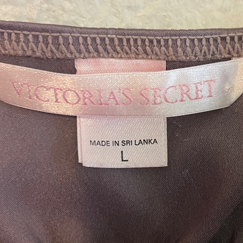 Victoria's Secret Satin Chemise Nightgown Slip Dress Purple Lace Trim Large Y2K - Picture 3 of 9